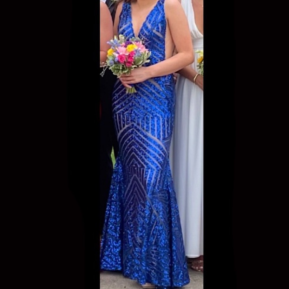 Jovani 59762 Royal Open Back Embellished Prom Dress - Picture 3 of 4